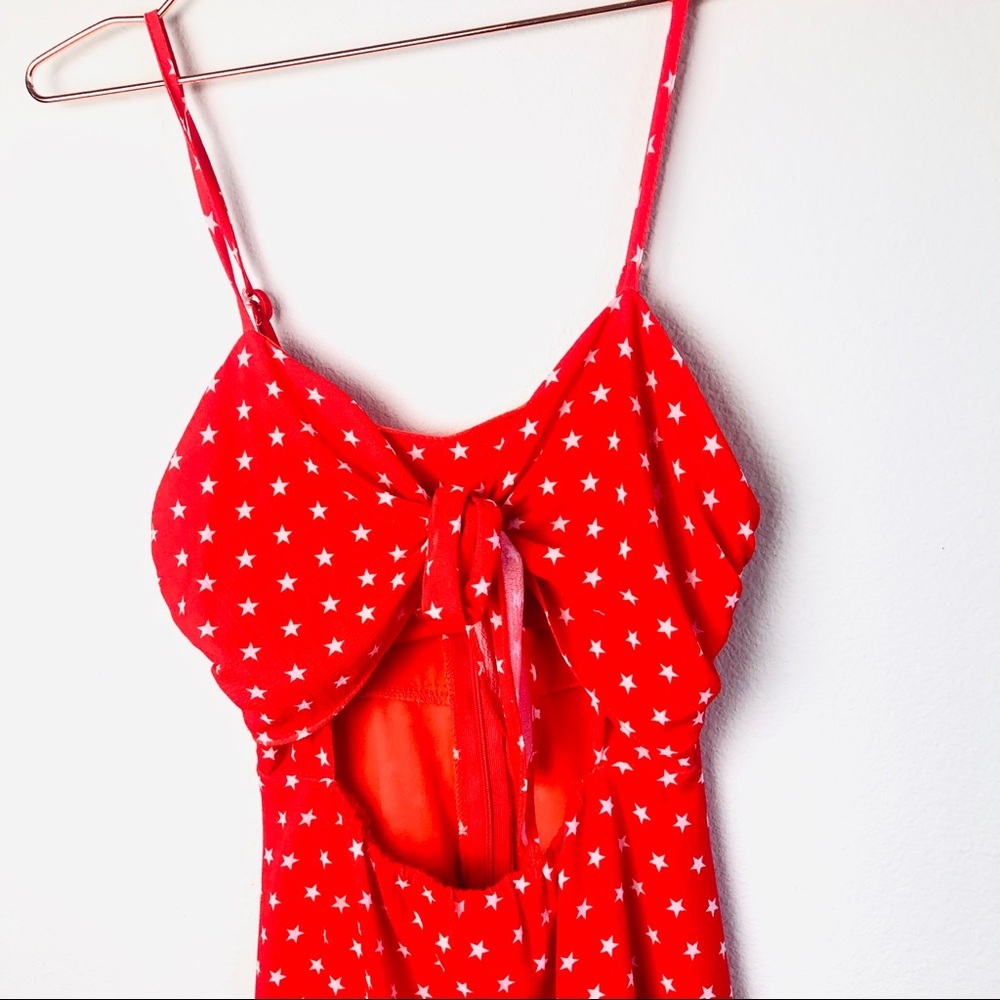 Red Star Tie-Front Mini Dress - Picture 6 of 8
